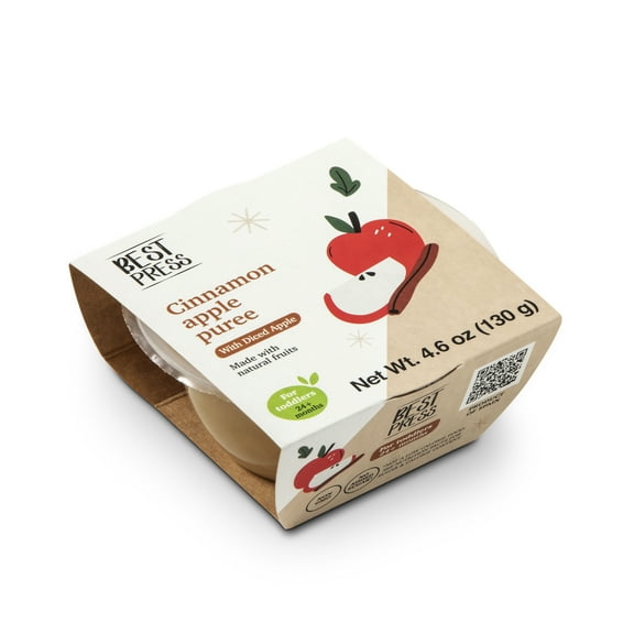 Best Press Fresh Baby Food, Apple, Apple Dices and Cinnamon, For Toddlers 24 Months Plus, 4.6 oz Tub