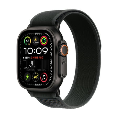 Apple Watch Ultra 2 (GPS+Cellular) 49mm Titanium Case with Black Trail Loop - S/M - Black - (2024)