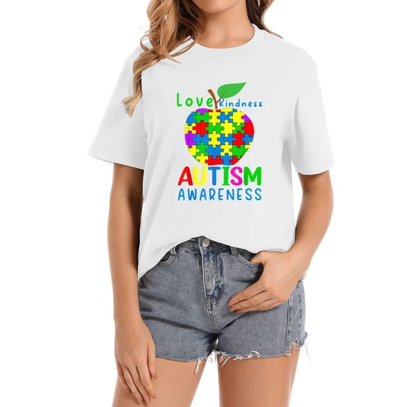 Apple Autism Puzzle Pieces Awareness T-Shirt