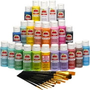 Apple Barrel Art Lessons Kit, 34 Piece Set Including 22 Acrylic Paints, 10 Paint Brushes, 1 Mod Podge Sealer