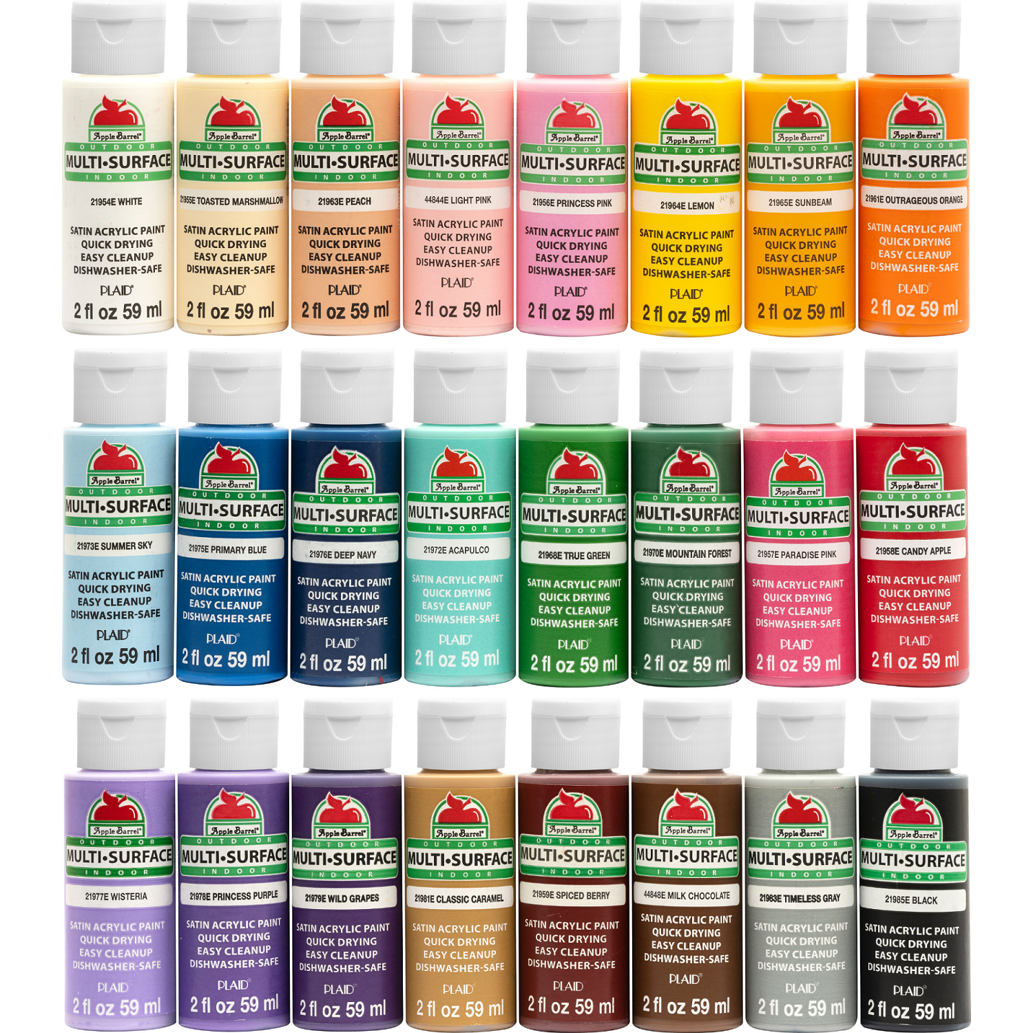 24 multicolored bottles of paint