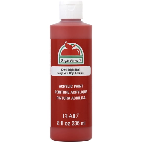 Apple Barrel Acrylic Craft Paint, Matte Finish, Bright Red, 8 fl oz
