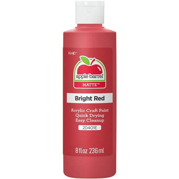 Apple Barrel Acrylic Craft Paint, Matte Finish, Bright Red, 8 fl oz