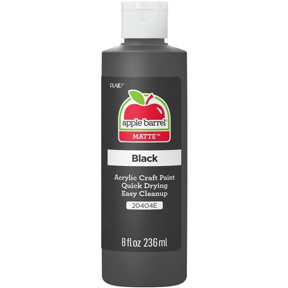 Apple Barrel 20404E Acrylic Craft Paint, Matte Finish, Black, 8 fl oz