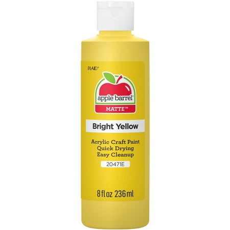 Apple Barrel 20471E Acrylic Craft Paint, Matte Finish, Bright Yellow, 8 fl oz