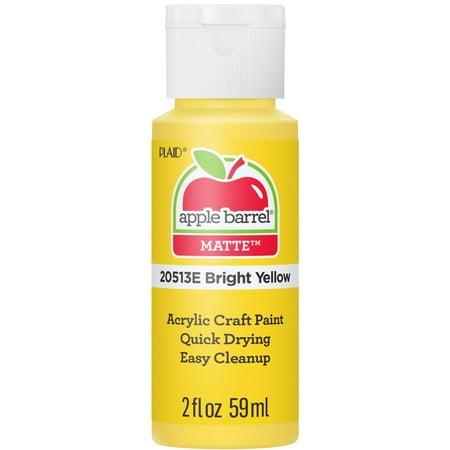 Apple Barrel Acrylic Craft Paint, Matte Finish, Bright Yellow, 2 fl oz