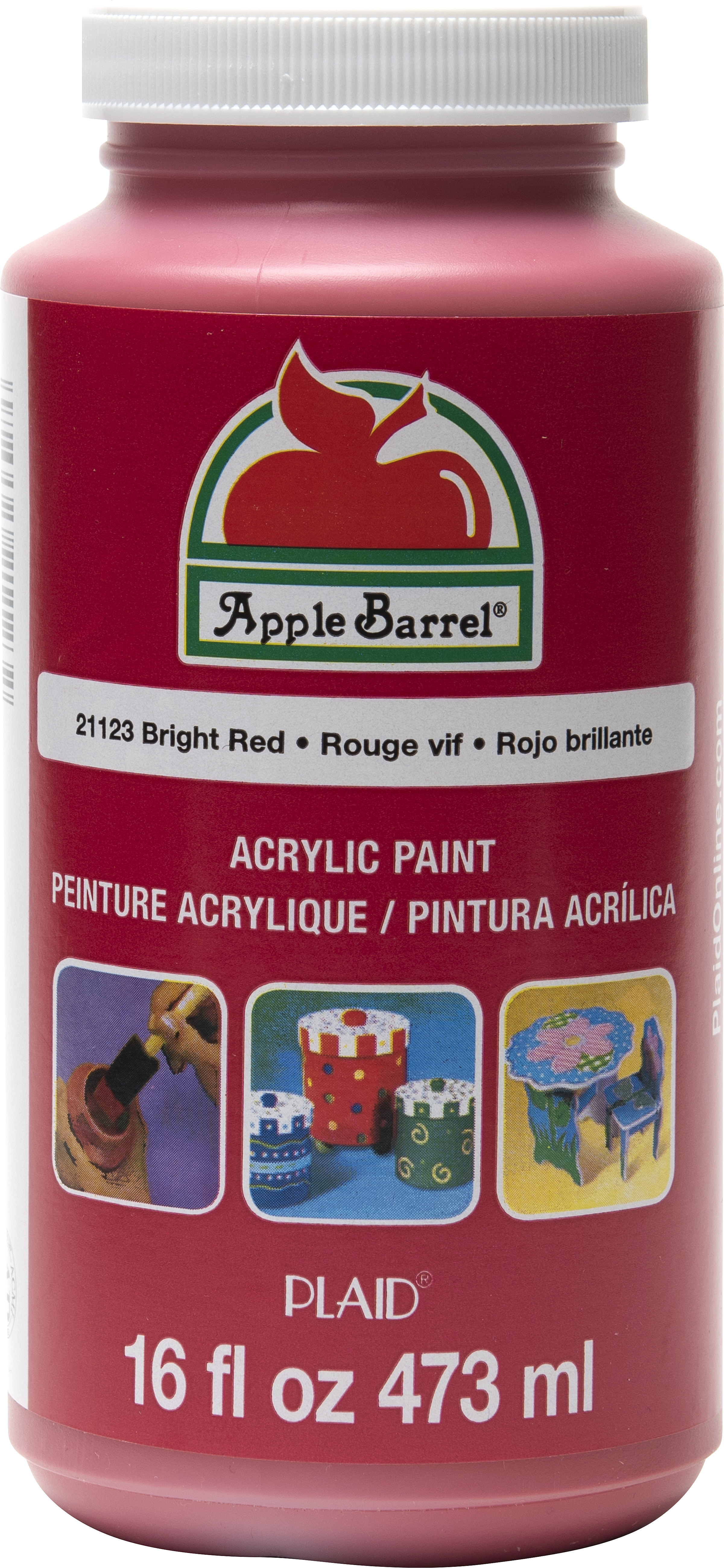 Apple Barrel 21123E Acrylic Craft Paint, Matte Finish, Bright Red, 16 fl oz - image 1 of 8