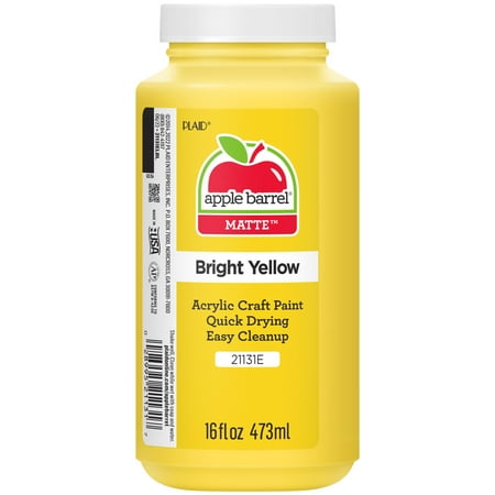 Apple Barrel Acrylic Craft Paint, Matte Finish, Bright Yellow, 16 fl oz