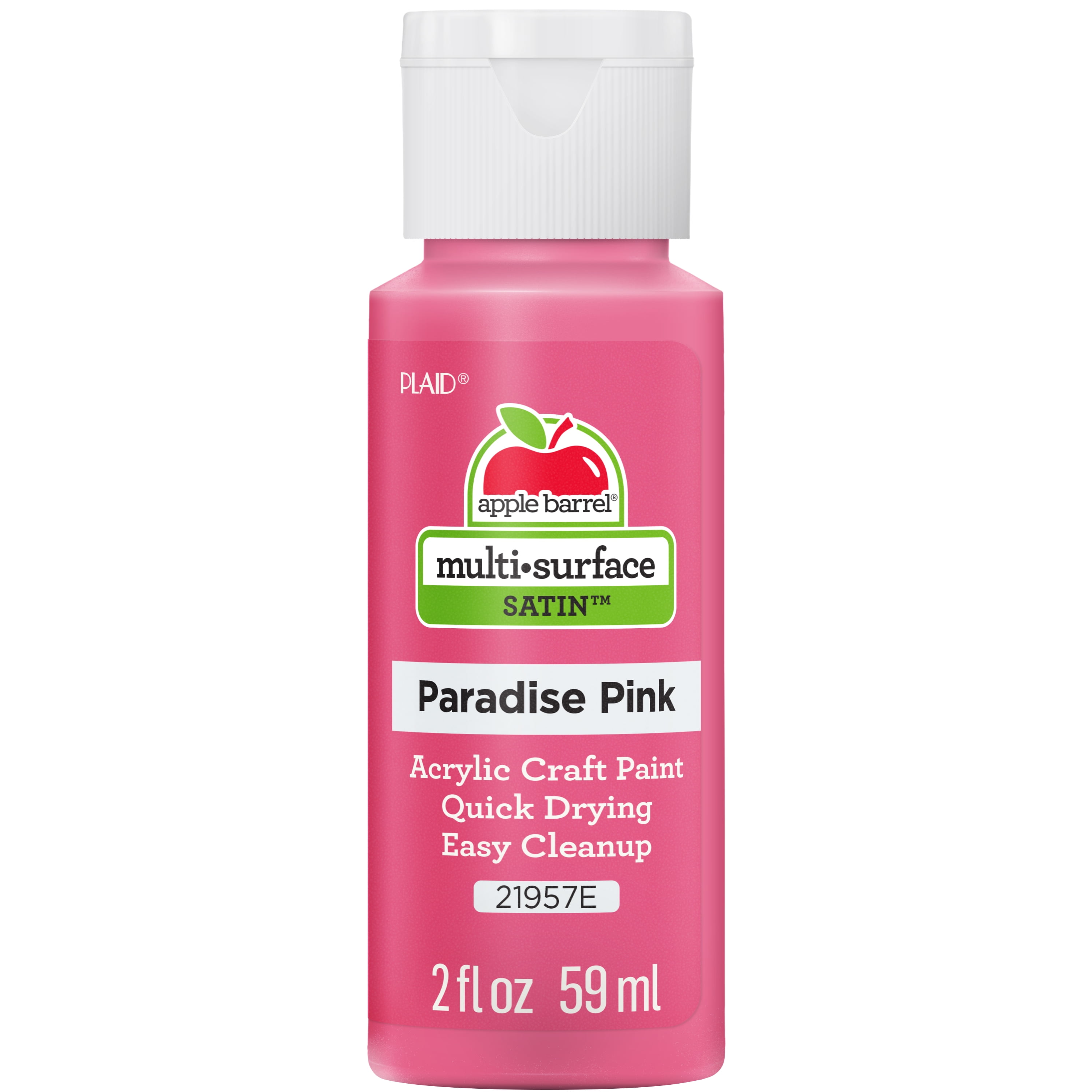 Apple Barrel Multi-Surface Craft Paint, Satin Finish, Paradise Pink, 2 fl oz