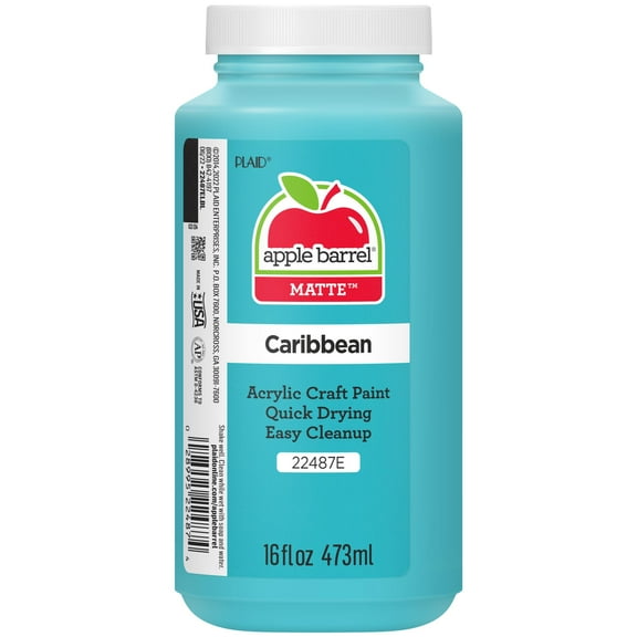 Apple Barrel 22487E Acrylic Craft Paint, Matte Finish, Caribbean, 16 fl oz