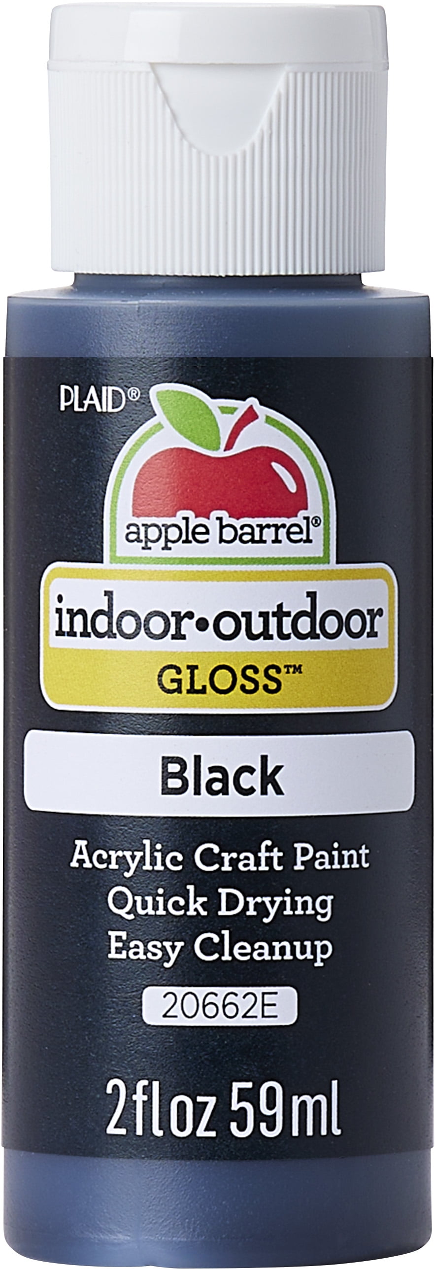 Apple Barrel Acrylic Craft Paint, Gloss Finish, Black, 2 fl oz