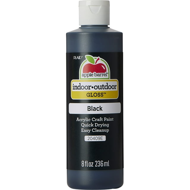 Apple Barrel, Acrylic Craft Paint, Gloss Finish, Black, 8 fl oz