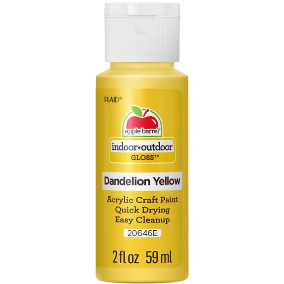 Apple Barrel 20646E Acrylic Craft Paint, Gloss Finish, Dandelion Yellow, 2 fl oz