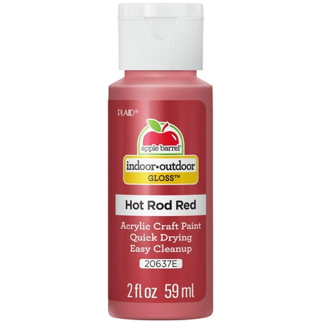 Apple Barrel Acrylic Craft Paint, Gloss Finish, Hot Rod Red, 2 fl oz