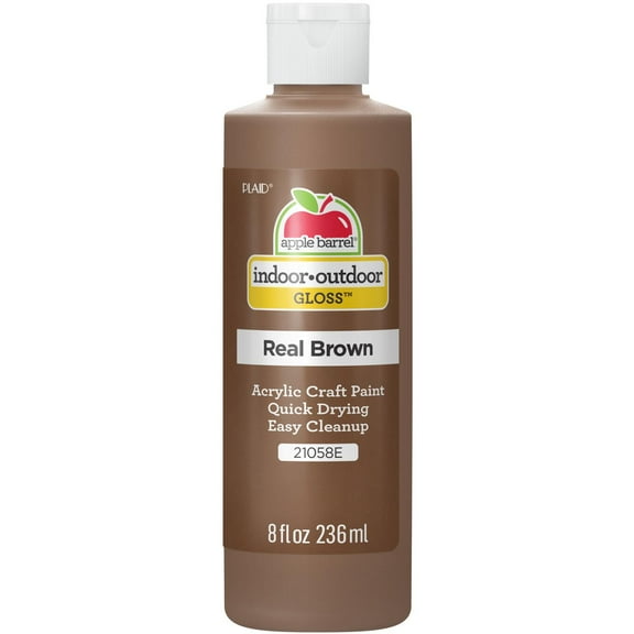 Apple Barrel Acrylic Craft Paint, Gloss Finish, Real Brown, 8 fl oz