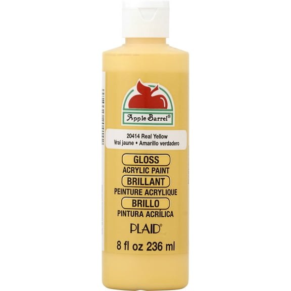 Apple Barrel Acrylic Craft Paint, Gloss Finish, Real Yellow, 8 fl oz