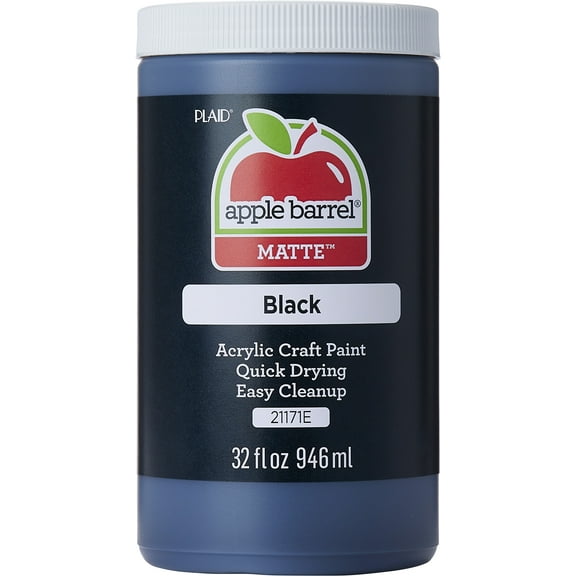 Apple Barrel Acrylic Craft Paint, Matte Finish, Black, 32 fl oz