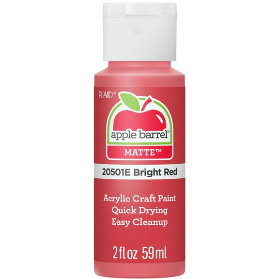 Apple Barrel Acrylic Craft Paint, Matte Finish, Bright Red, 2 fl oz