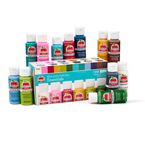 Apple Barrel Acrylic Craft Paint, Matte Finish, Essentials, 2 fl oz, 12 Piece