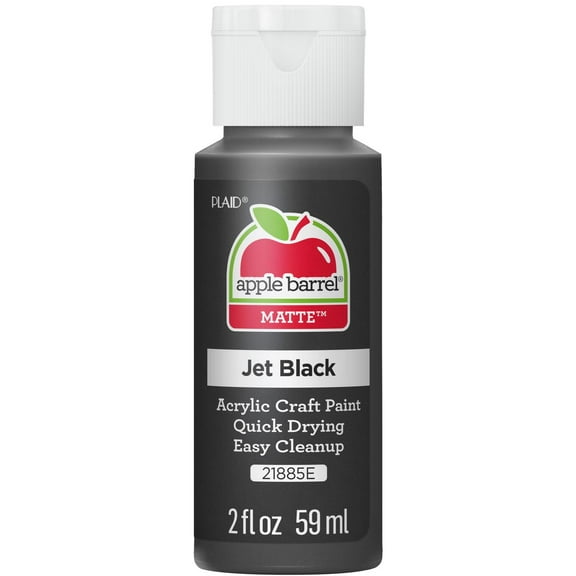 Apple Barrel 21885EX Acrylic Craft Paint, Matte Finish, Jet Black, 2 fl oz