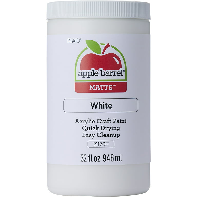 Apple Barrel White Acrylic Paint 32 Fl Oz (Pack of 1) 1 Quarts (Pack of 1)  White