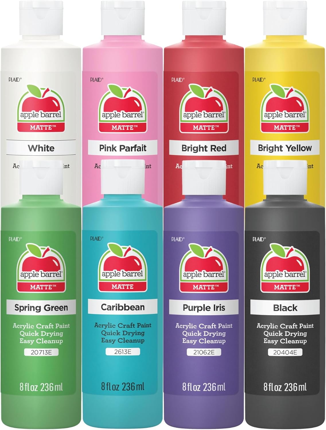 Apple Barrel Acrylic Craft Paint Set, Matte Finish, Set of 8, 8 Fl Oz