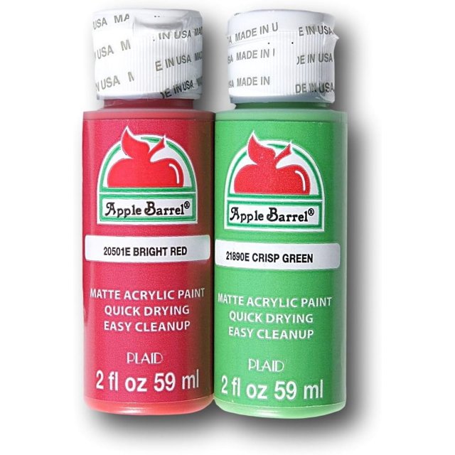 Apple Barrel Acrylic Paint Classic Christmas Set Bright Red and Crisp