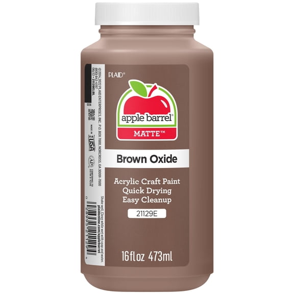 Apple Barrel Acrylic Craft Paint, Matte Finish, Brown Oxide, 16 fl oz