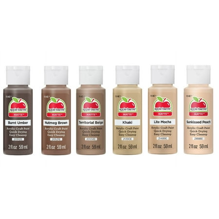 Apple Barrel Dark Flesh Tone Matte Acrylic Paint Set 6 Pack