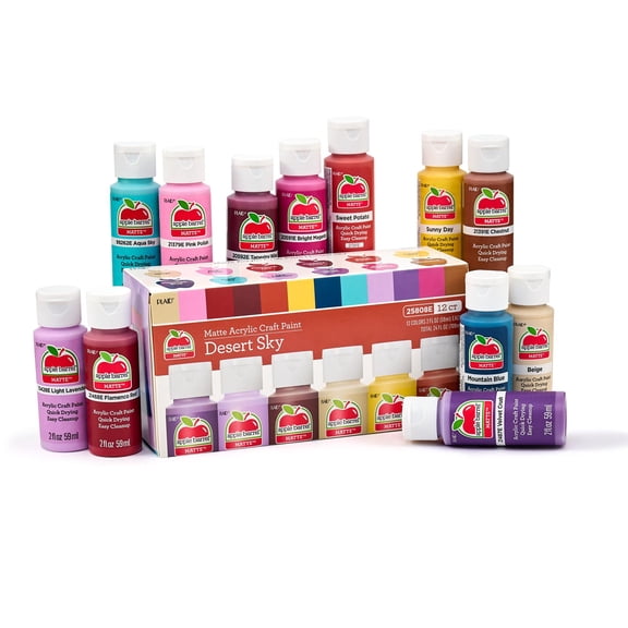 Apple Barrel Desert Sky 2 fl oz Acrylic Craft Paint Set, Matte Finish, Set of 12