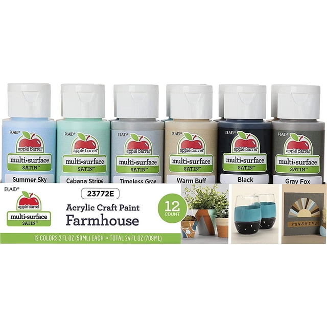Apple Barrel Farmhouse Acrylic Paint Set, 12, 24 Fl Oz (Pack of 1