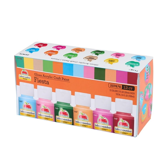Apple Barrel Fiesta 2 fl oz Acrylic Craft Paint Set, Gloss Finish, 12 pc