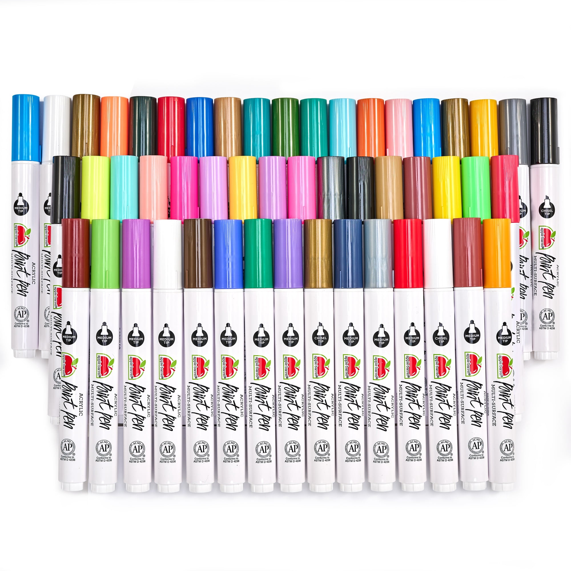 Apple Barrel Mega Multi-Surface Paint Pen Art Set, Set of 50, Multicolor