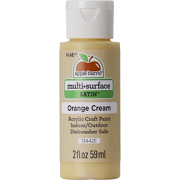 Apple Barrel Multi-Surface Acrylic Craft Paint, Satin Finish, Orange Cream, 2 fl oz