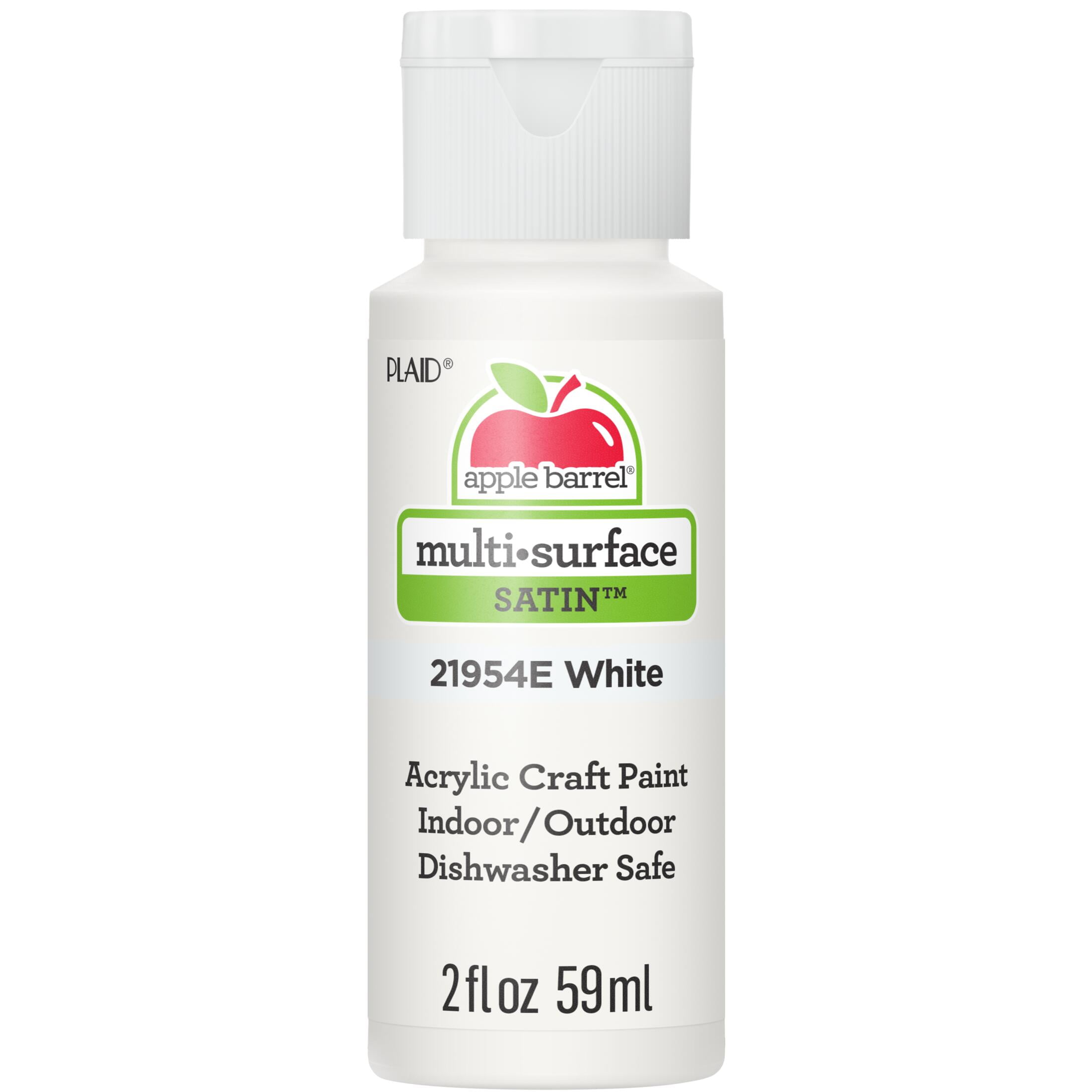 Apple Barrel Multi-Surface Acrylic Craft Paint, Satin Finish, White, 2 fl oz