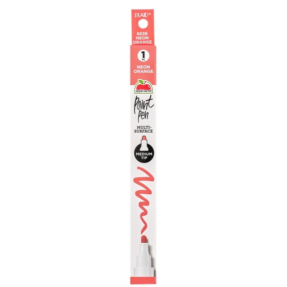 Apple Barrel Multi-Surface Medium Tip Paint Pen, Neon Orange, 1 Piece