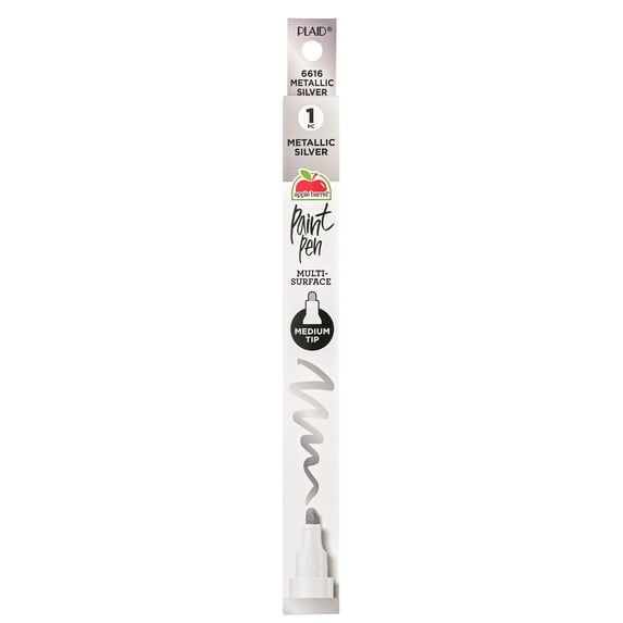 Apple Barrel Multi-Surface Medium Tip Paint Pen, Silver, 1 Piece