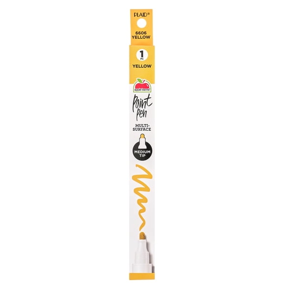 Apple Barrel Multi-Surface Medium Tip Paint Pen, Yellow, 1 Piece