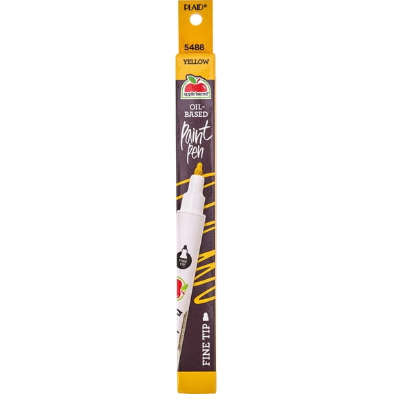 Apple Barrel Multi-Surface Oil-Based Paint Pens, Fine Tip, Yellow
