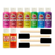 Apple Barrel Neon Acrylic Craft Paint Set, 13 Piece Set Including 4 Foam Brushes, 2 Mod Podge Sealers, and 7 Apple Barrel Paints