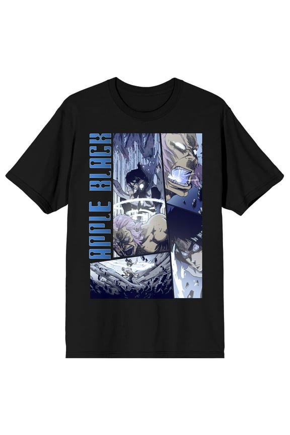 Apple Black Colored Panel Art and Logo Men's Black Short Sleeve Tee-XS