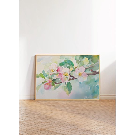 Apple Blossom Classic Wall Art Pink Floral Decor Bloom Tree Flower Print Pastel Printable, Unframed Paper Poster 8x10in