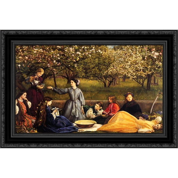 Apple Blossoms 24x19 Black Ornate Wood Framed Canvas Art by Millais, John Everett