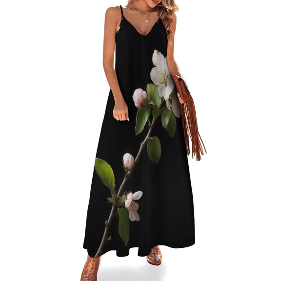 Apple Blossoms Dark Background Beauty Sleeveless Dress Women's Evening Dress Womans Clothing