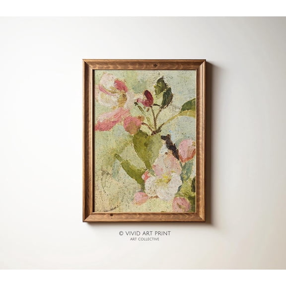 Apple Blossoms Vintage Wall Art, Botanical Rustic Home Decor Farmhouse, Vivid Art Print Jc-361 Wall Art, Modern Wall Decor, 8x12 UNFRAMED