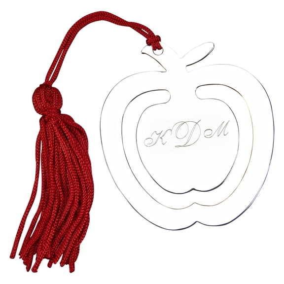 Creative Gifts International  Nickel Plated Apple Bookmark with Red Tassel - Red - 2.88in.