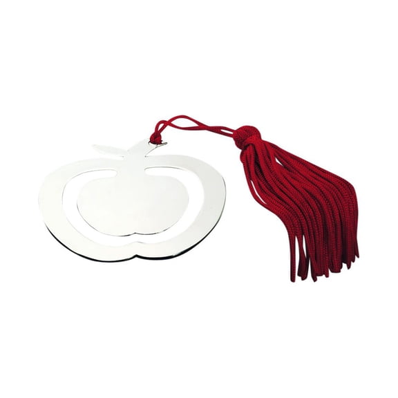 Creative Gifts International Nickel Plated Apple Bookmark with Red Tassel - Red - 2.88in.