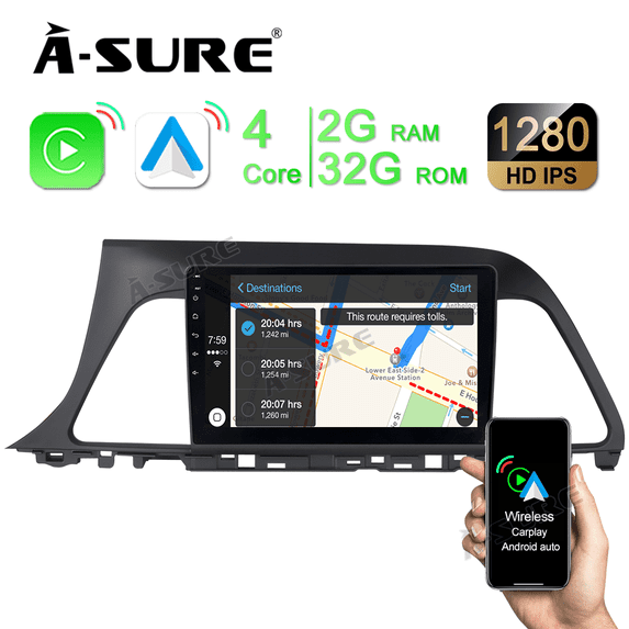 Apple CarPlay 2+32GB Android 13 Car Radio Stereo for Hyundai Sonata 2015-2017 GPS Navi Bluetooth WiFi DSP