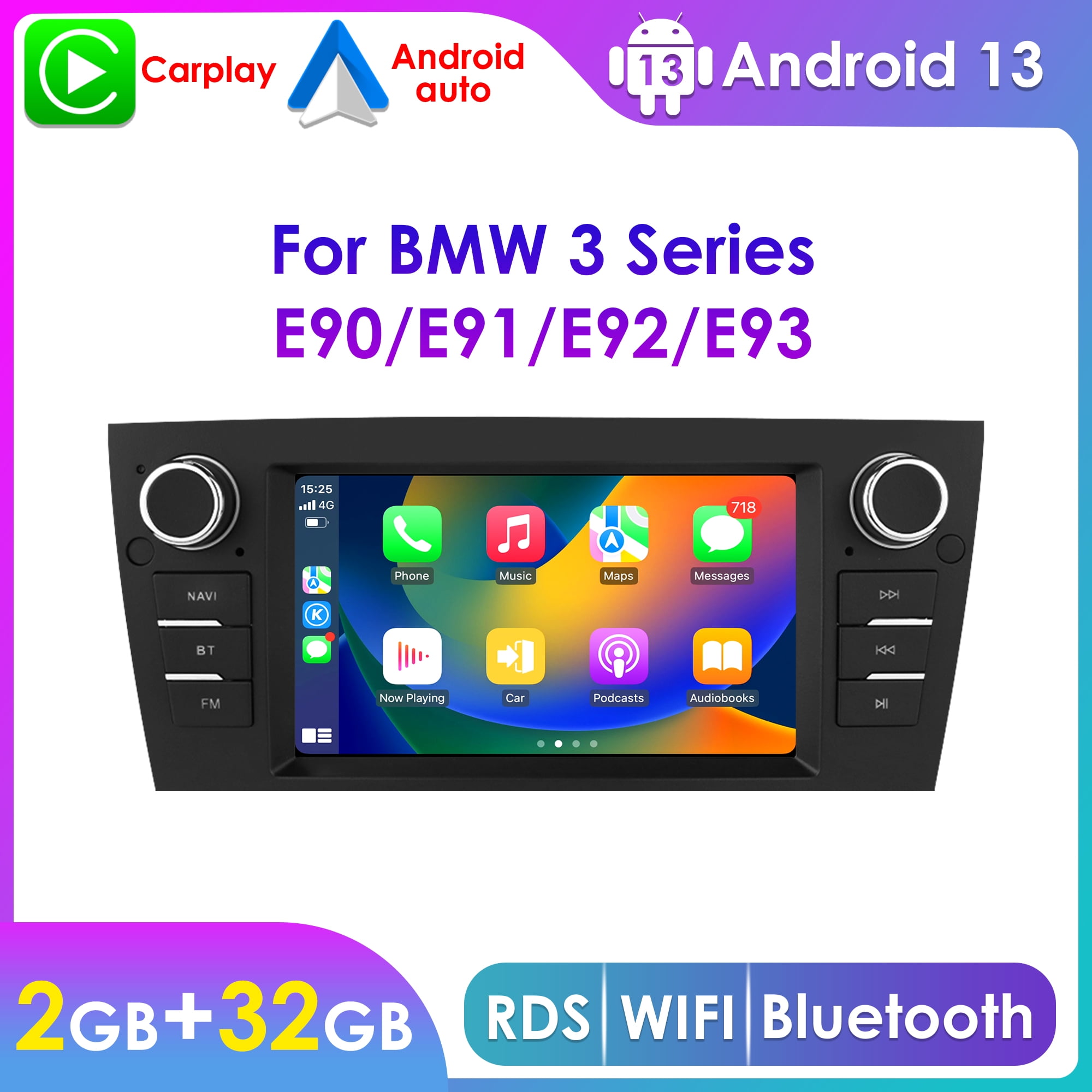 Apple CarPlay Android 13 Bluetooth 2+32GB Wifi RDS 7" Touch Screen Car ...