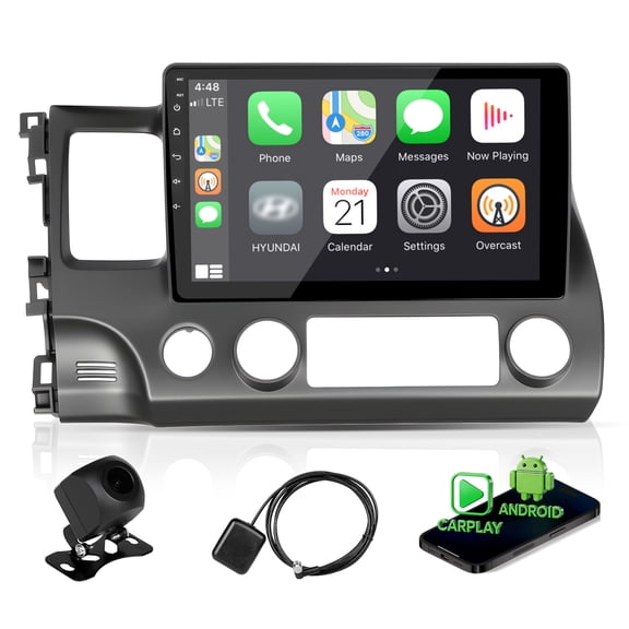 Apple CarPlay For Honda Civic 2006-2011 Android 15 Car Stereo Radio GPS NAV WiFi
